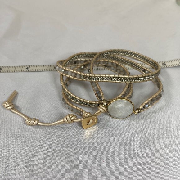 Beautiful neutral semi precious stone wrap bracelet - Picture 1 of 5